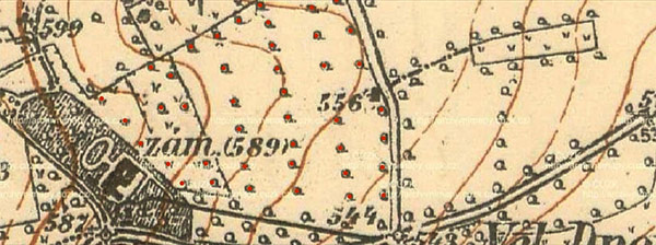 stará katastrální mapa sadů z 19. století